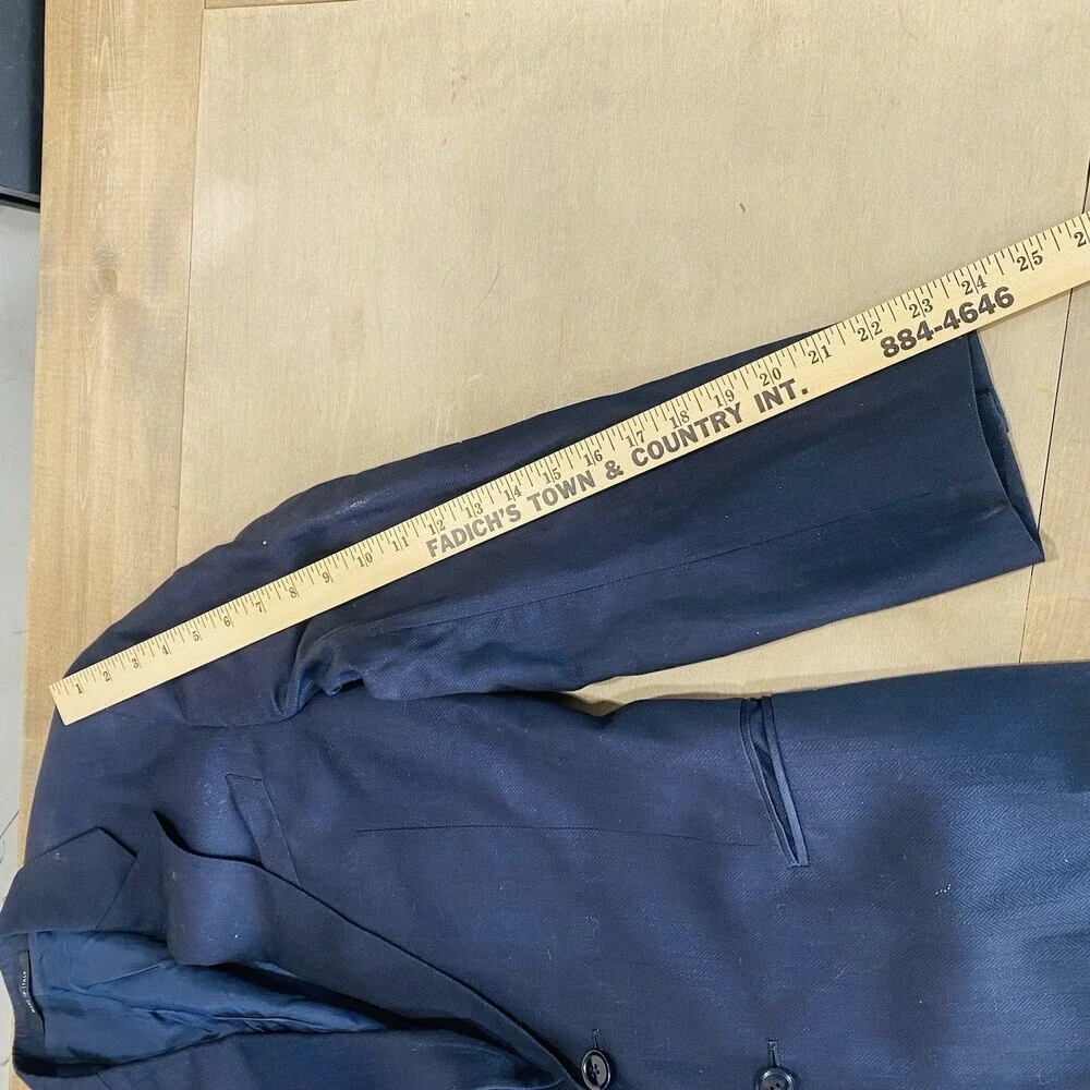 Armani Collezioni Men’s Navy Blue Suit Jacket Size 40 Italy Blazer Wool/Linen